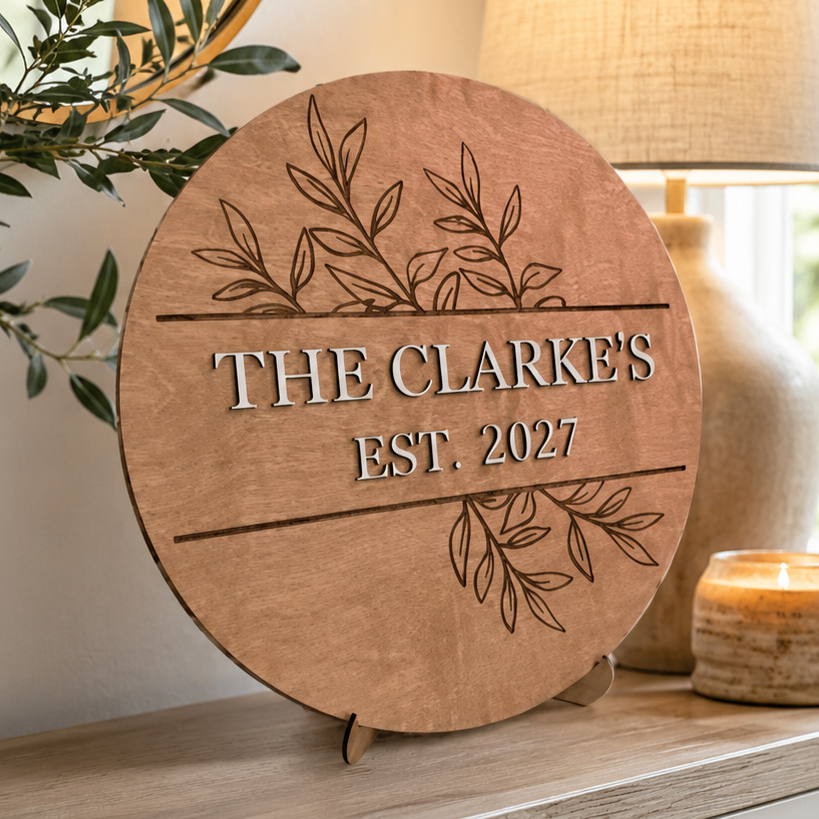 Personalised Wooden Wedding Sign – Custom Surname & Wedding Date Keepsake