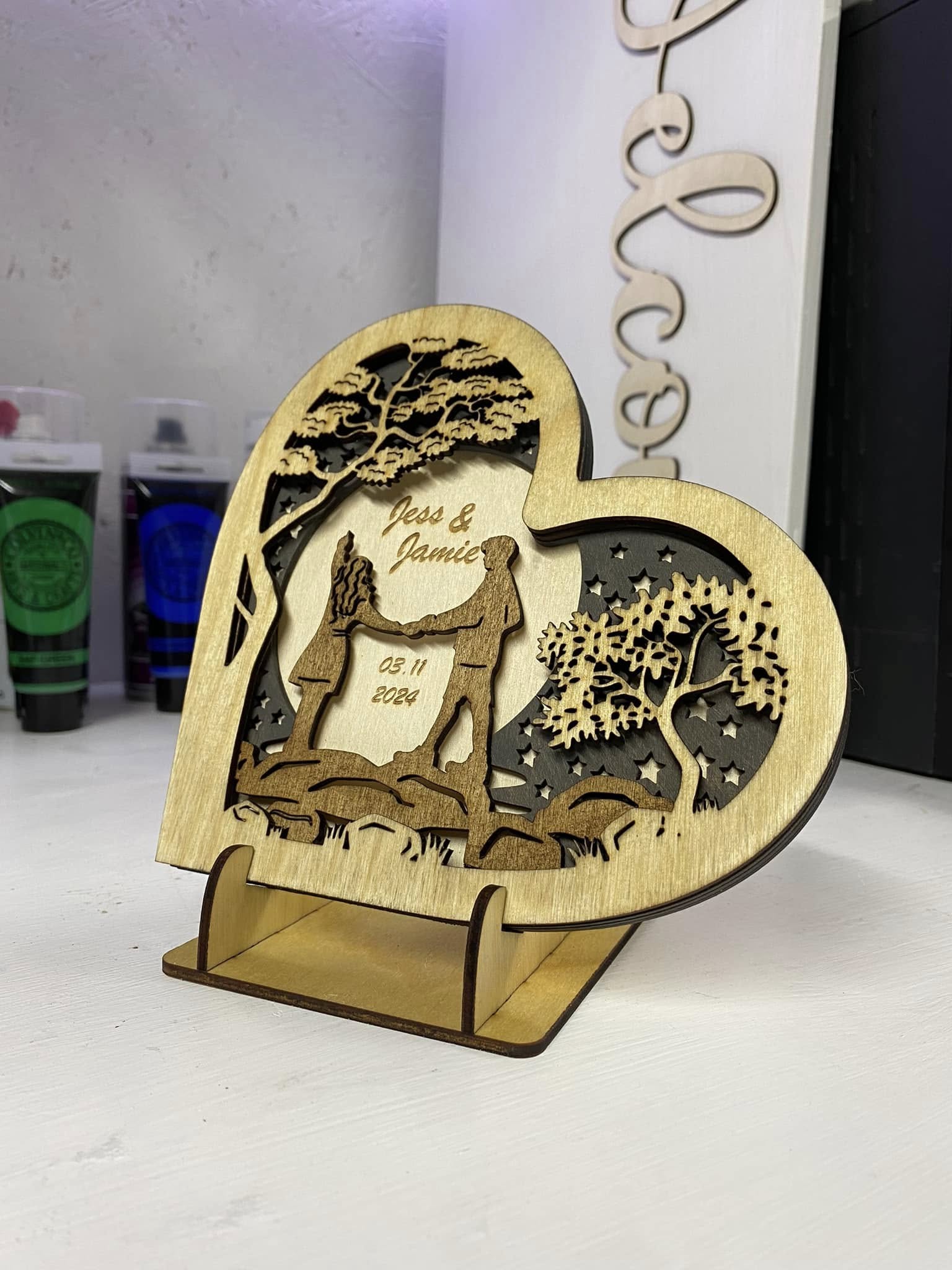 Personalized 3D Layered Wooden Heart Gift