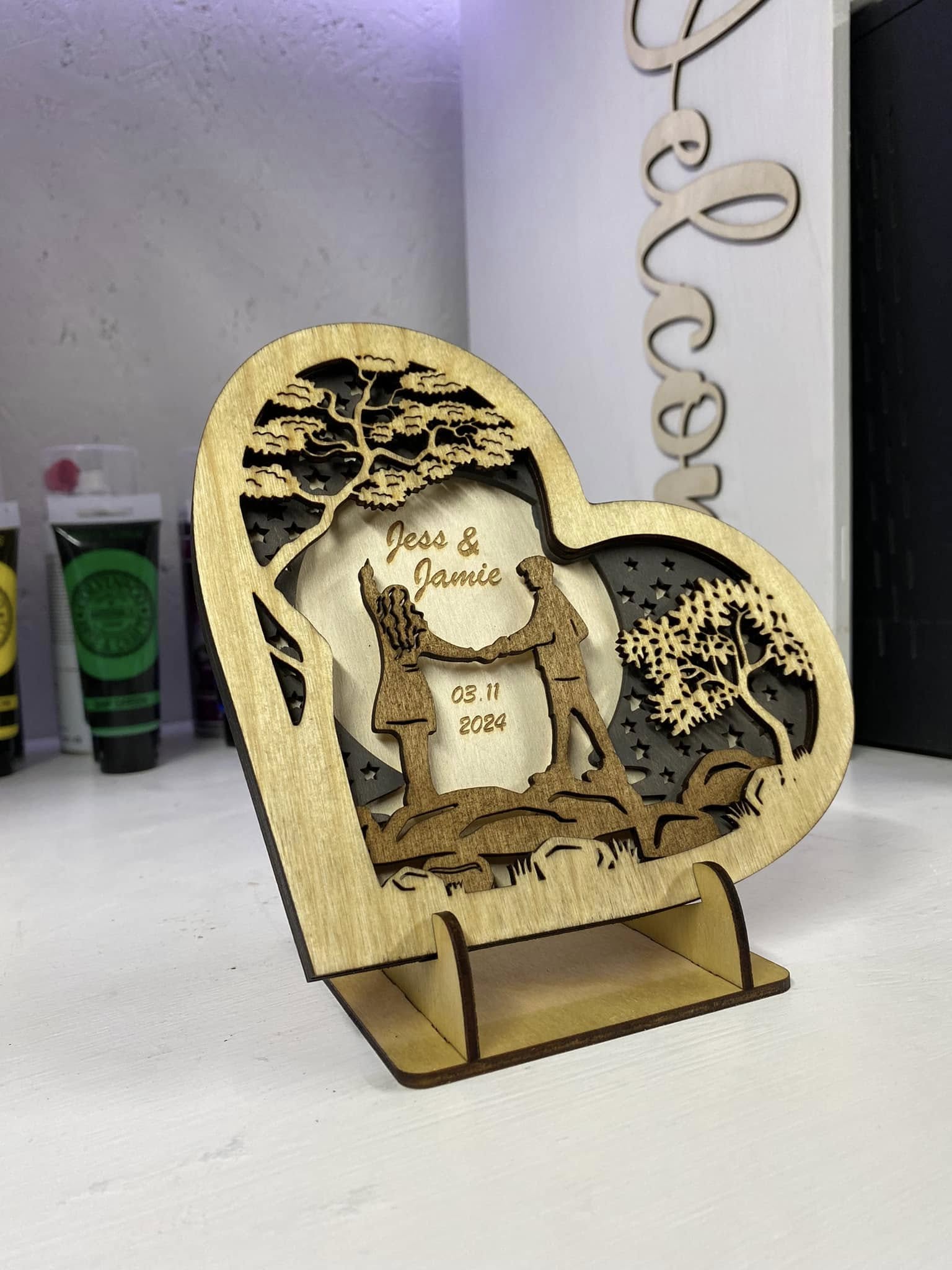 Personalized 3D Layered Wooden Heart Gift