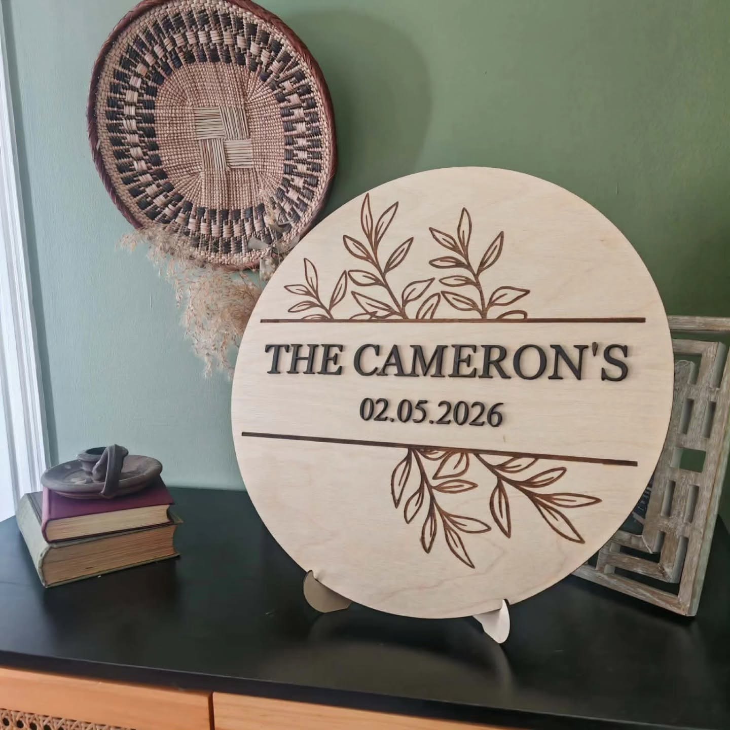 Personalised Wooden Wedding Sign – Custom Surname & Wedding Date Keepsake