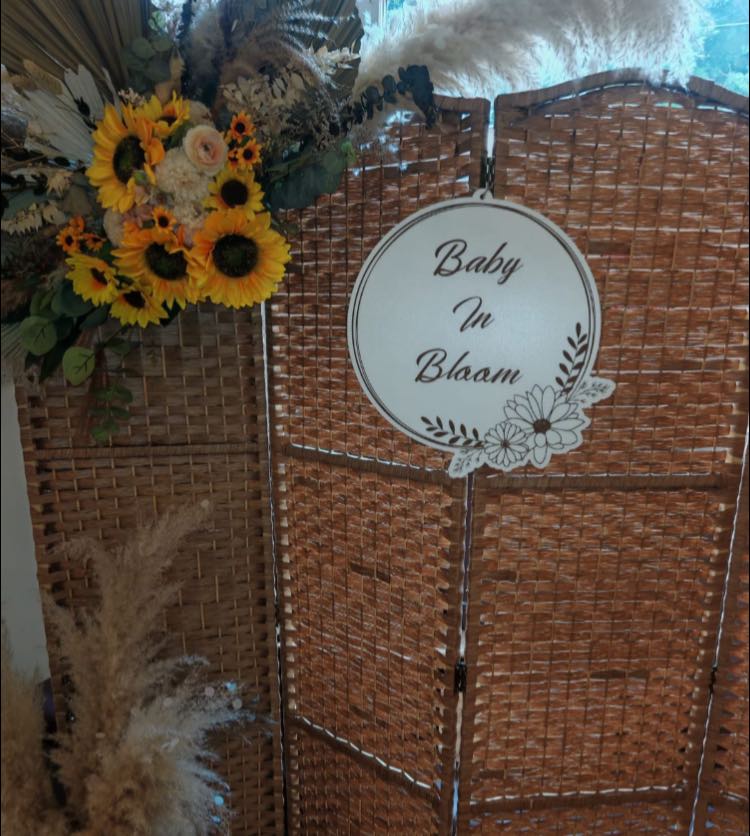 Personalised “Baby In Bloom” Floral Baby Shower Sign – Layered Wooden Welcome Plaque