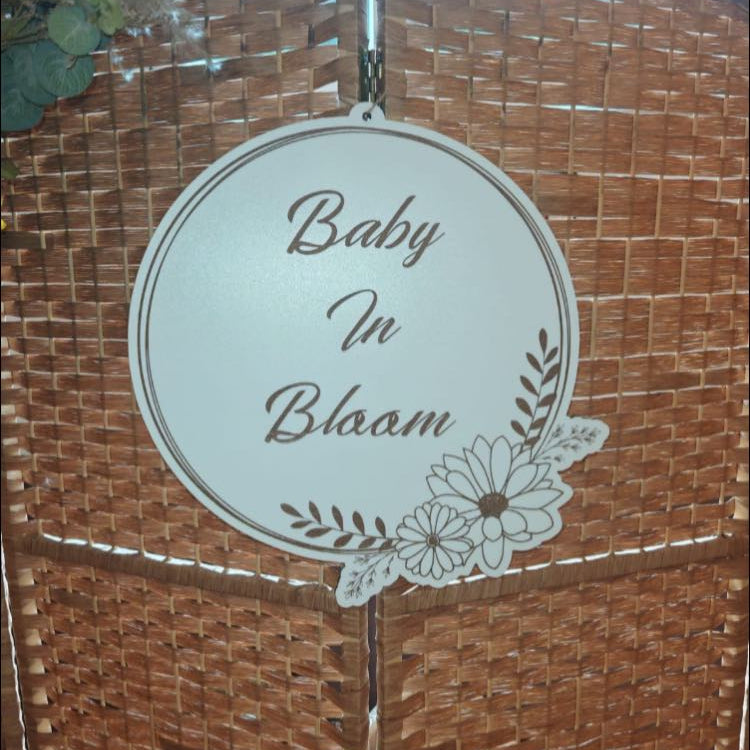 Personalised “Baby In Bloom” Floral Baby Shower Sign – Layered Wooden Welcome Plaque