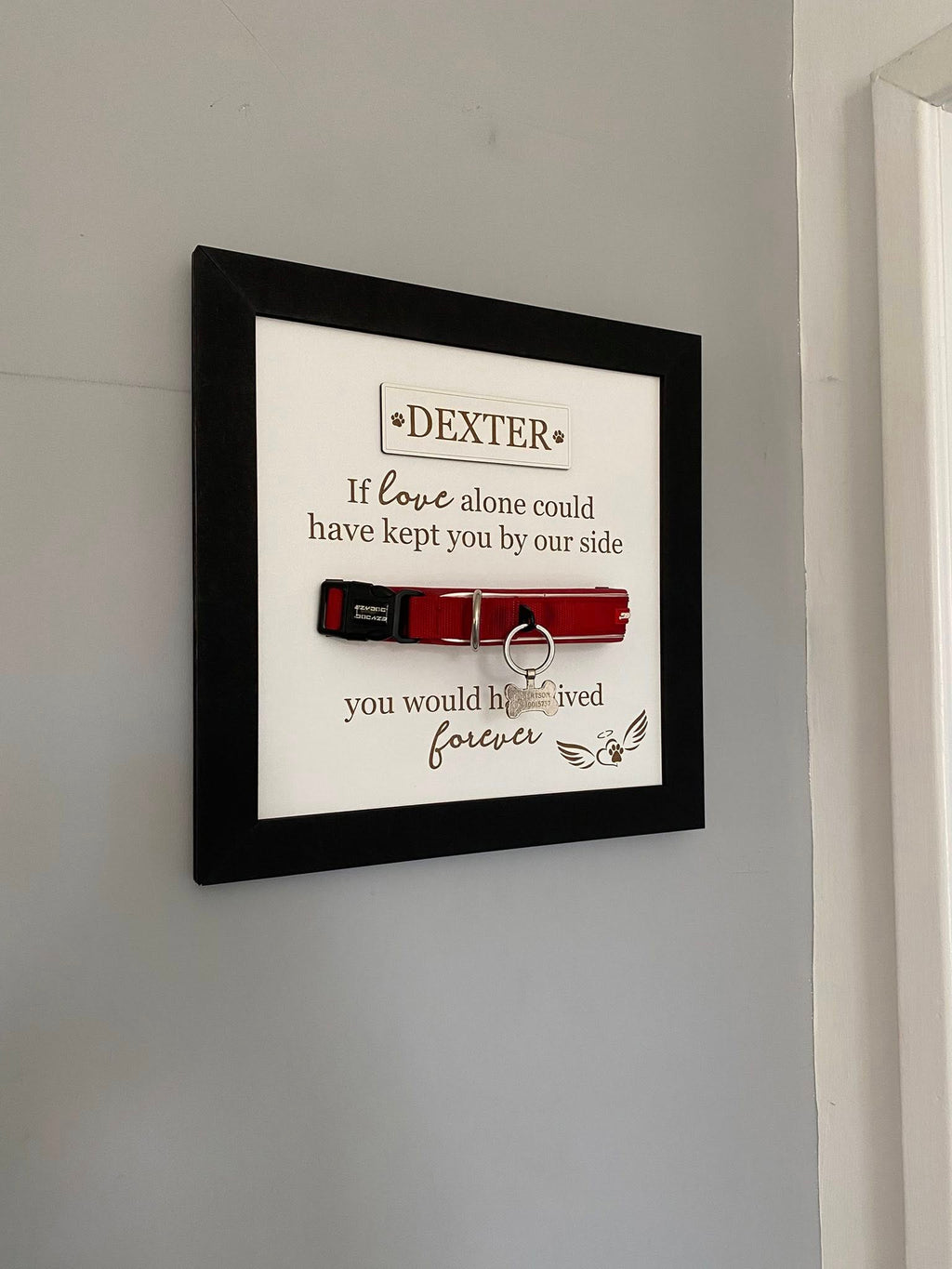 Personalised Pet Memorial Frame with Collar Holder