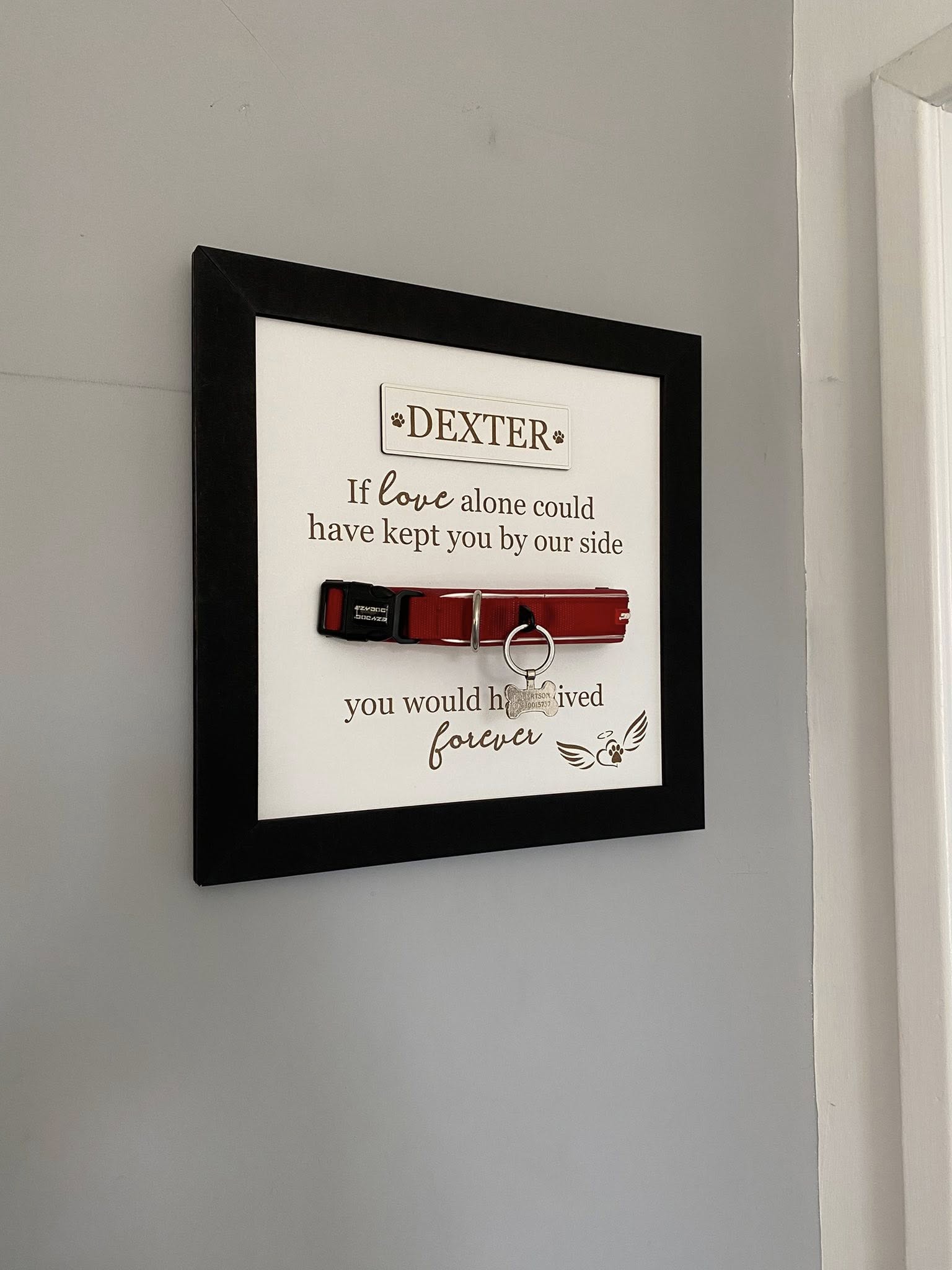 Personalised Pet Memorial Frame with Collar Holder