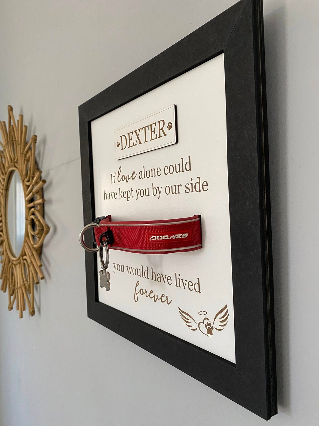 Personalised Pet Memorial Frame with Collar Holder