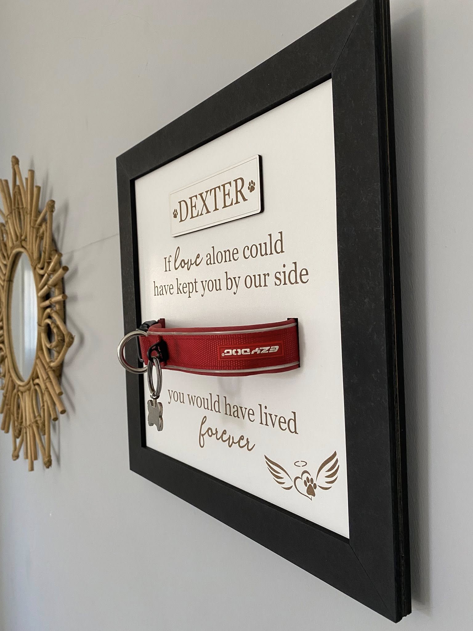 Personalised Pet Memorial Frame with Collar Holder