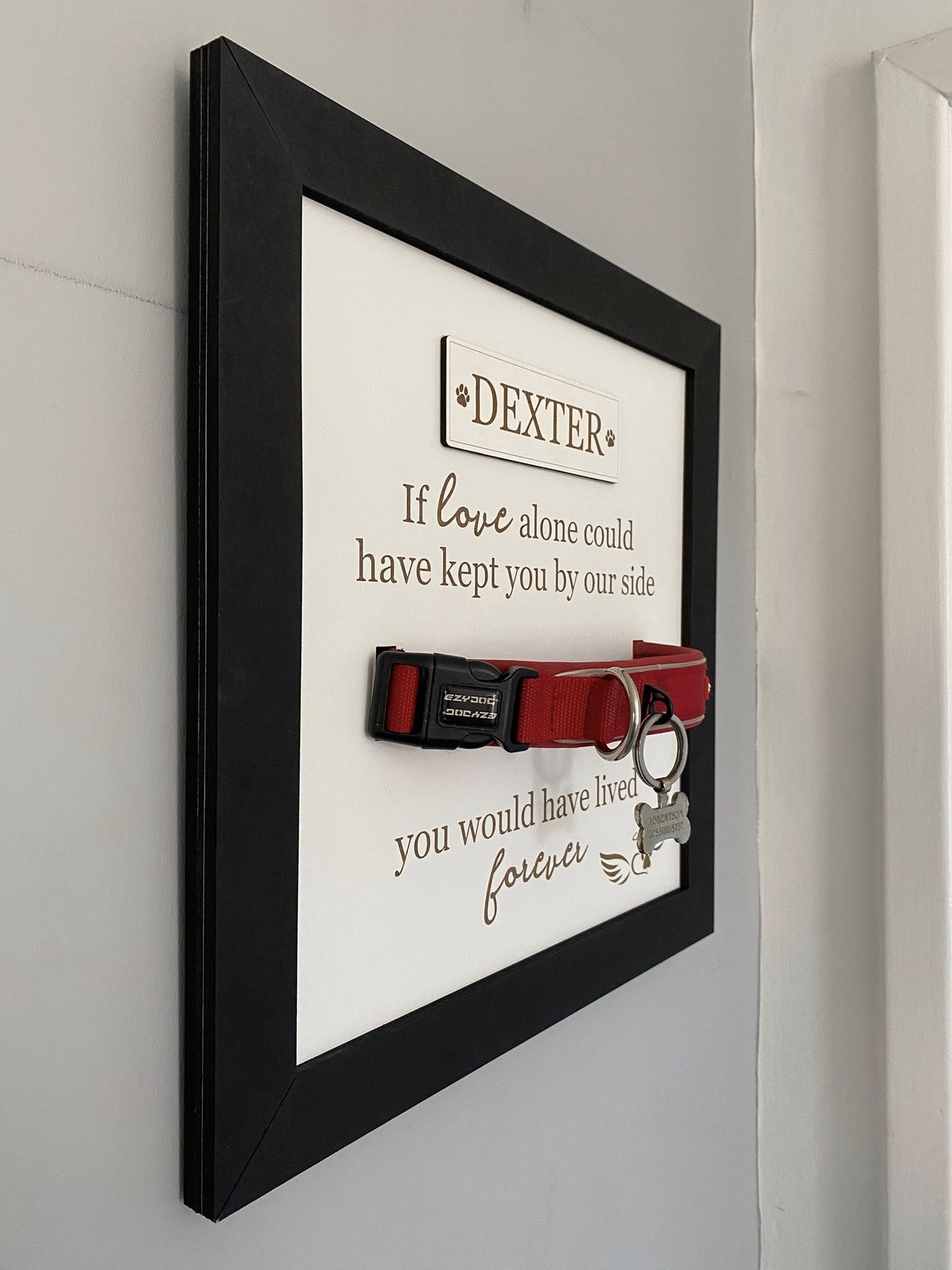Personalised Pet Memorial Frame with Collar Holder