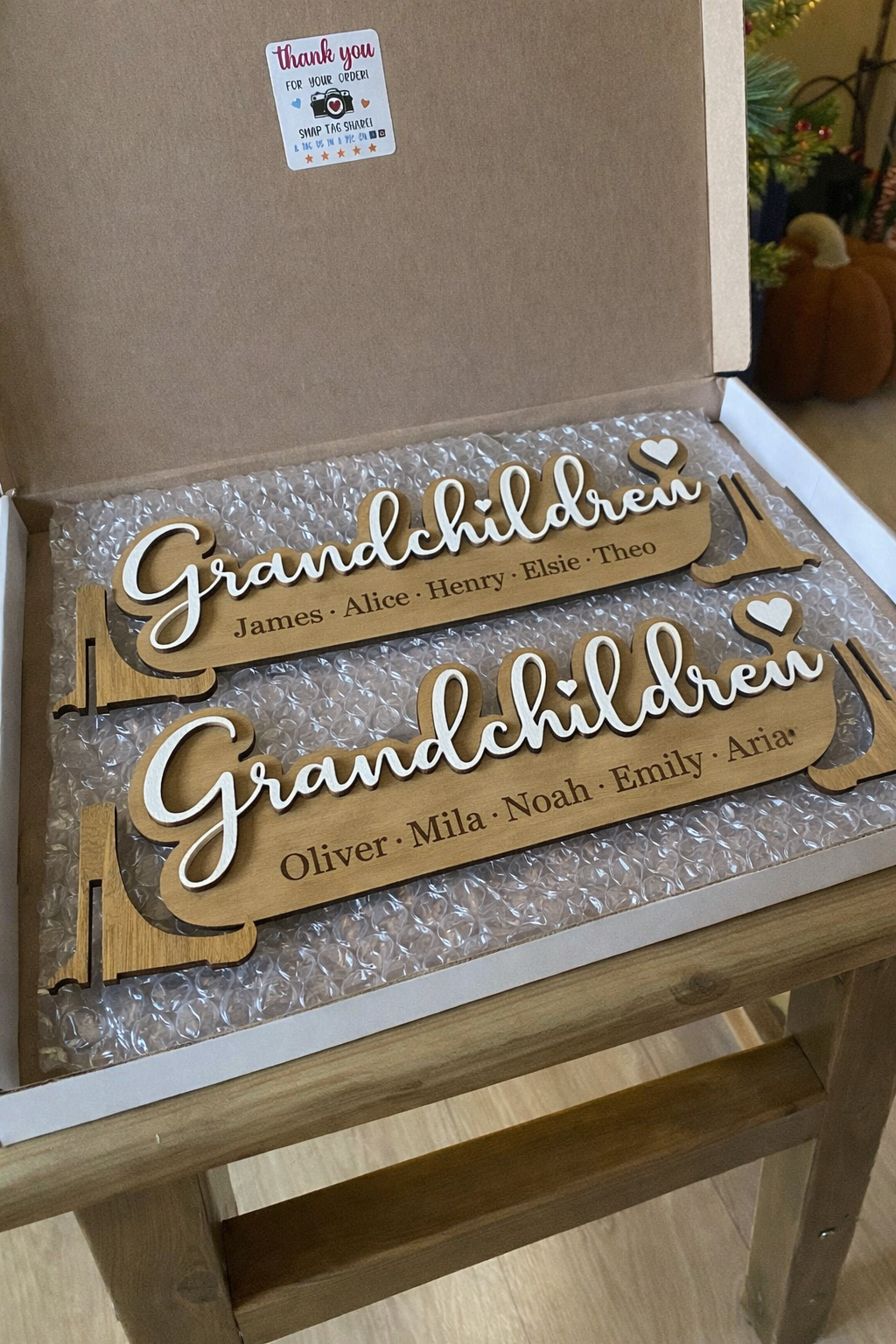 Personalised Grandchildren Wooden Sign – Custom Name Plaque Gift
