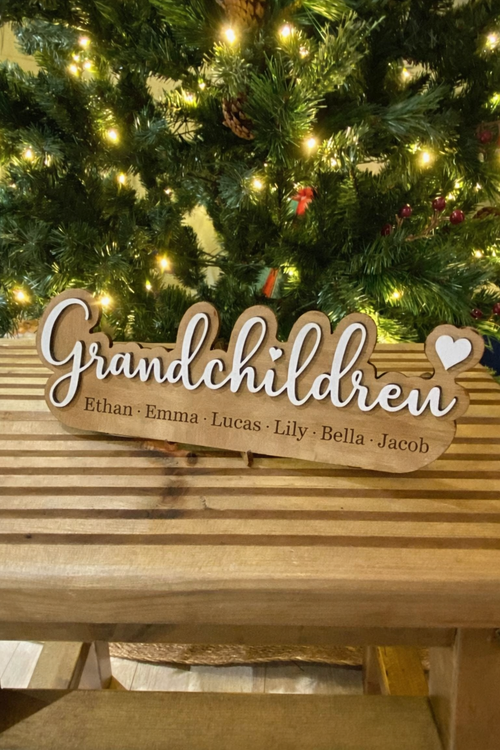 Personalised Grandchildren Wooden Sign – Custom Name Plaque Gift