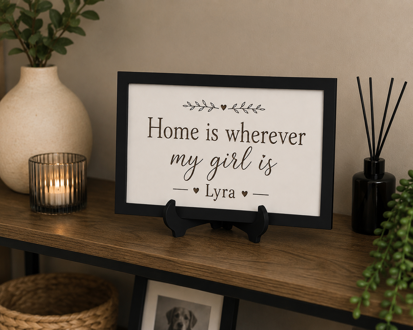 Personalised “Home Is Wherever My Girl Is” Framed Sign