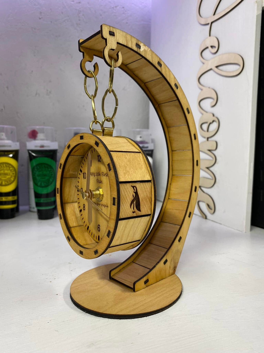 Personalized Laser Engraved Wooden Clock