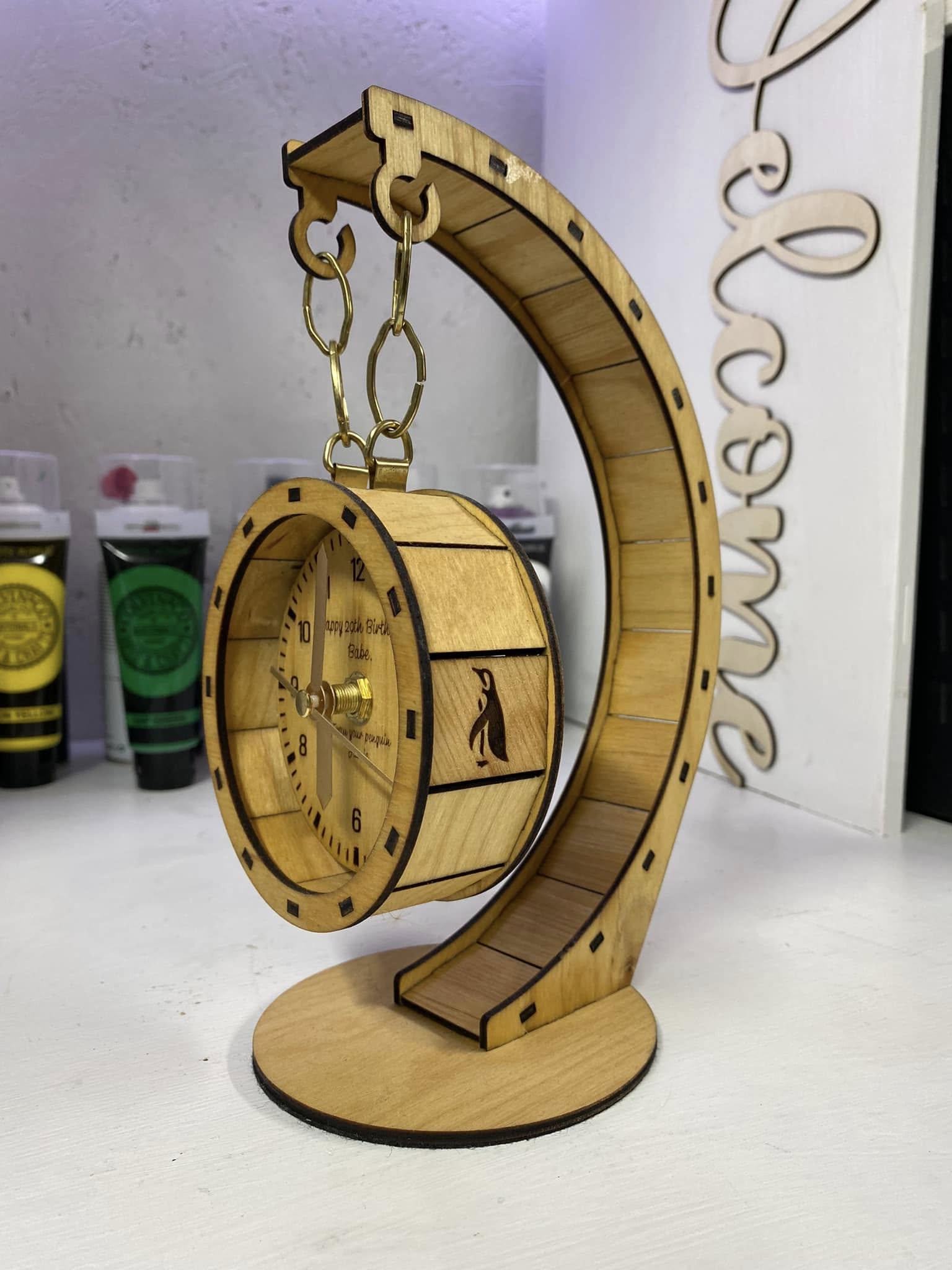 Personalized Laser Engraved Wooden Clock