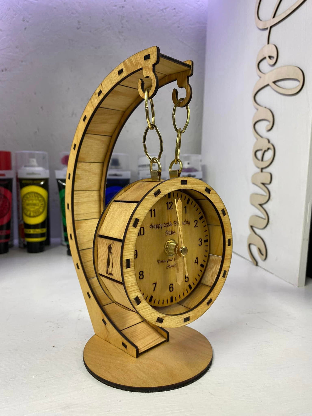 Personalized Laser Engraved Wooden Clock