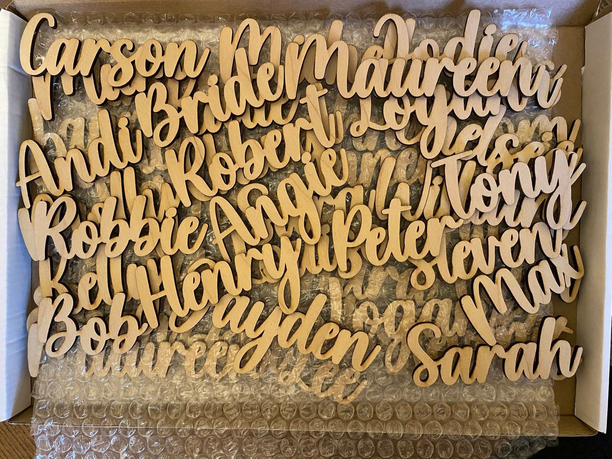 Personalised Wooden Wedding Place Names – Elegant Table Name Settings