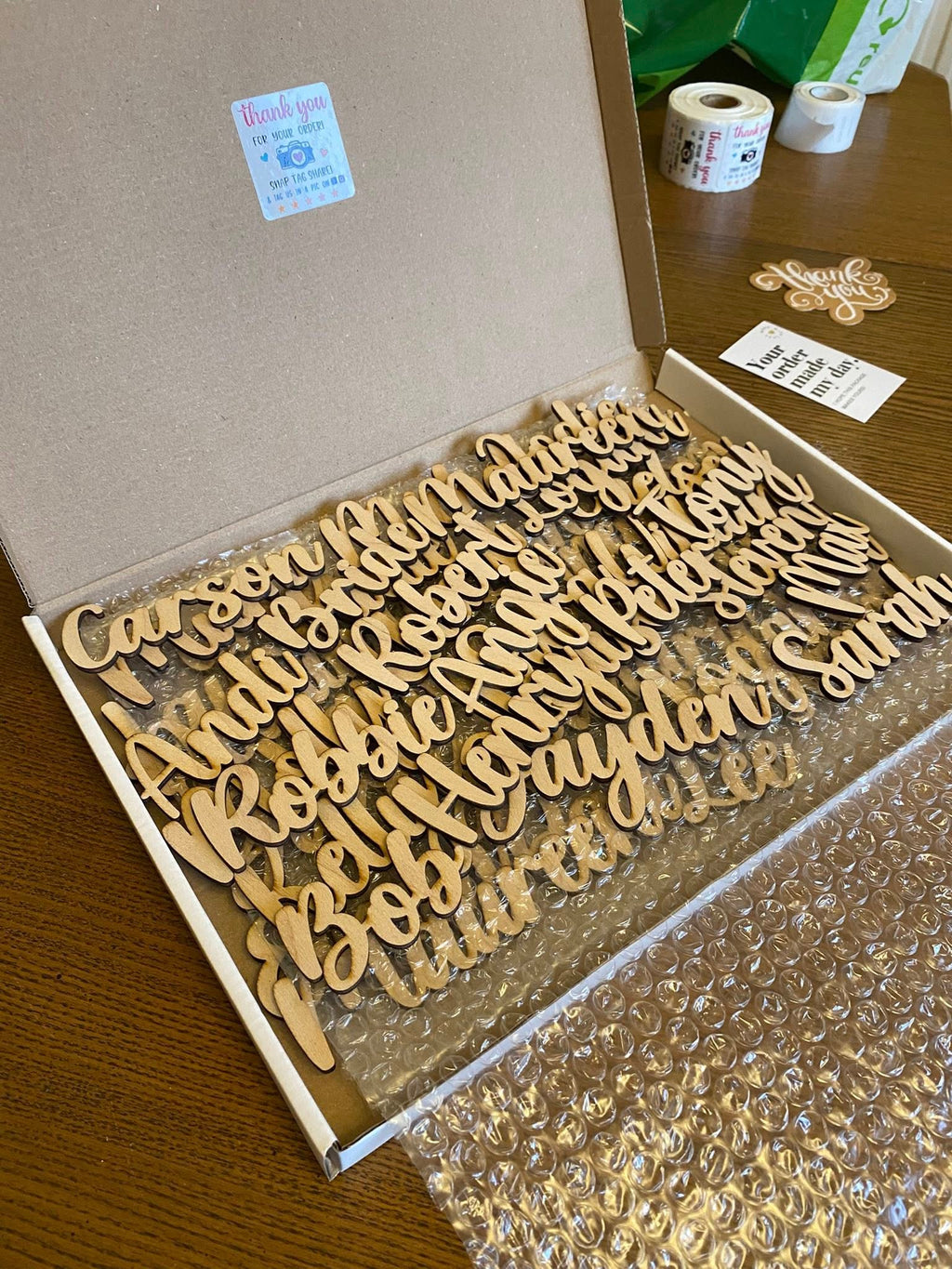 Personalised Wooden Wedding Place Names – Elegant Table Name Settings