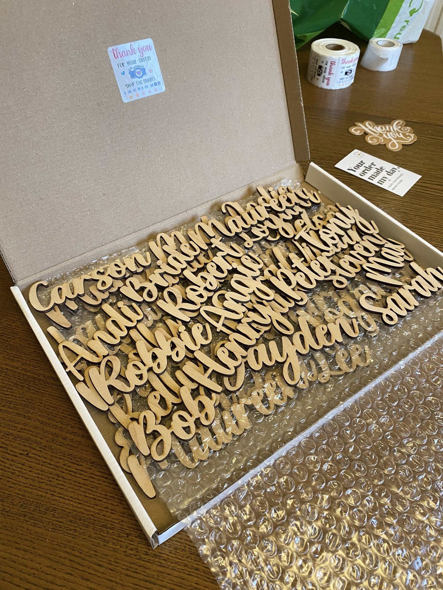 Personalised Wooden Wedding Place Names – Elegant Table Name Settings