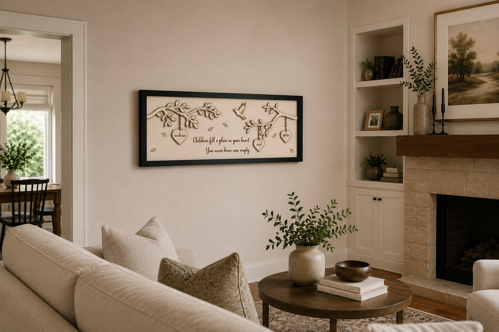 Personalised Family Heart Branch Wall Sign – Children Fill a Place in Your Heart