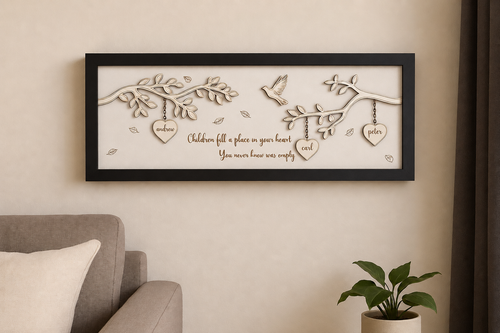 Personalised Family Heart Branch Wall Sign – Children Fill a Place in Your Heart